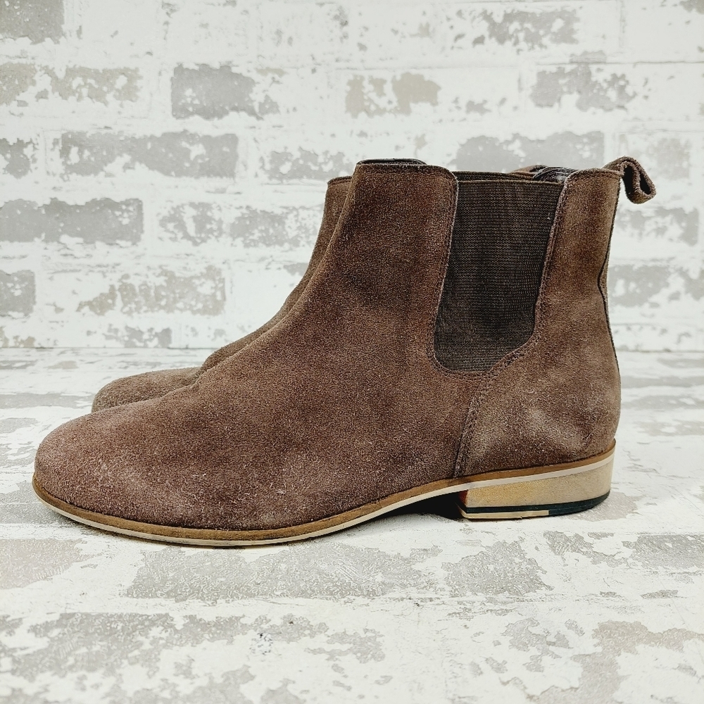 Hawkings McGill Brown Suede Leather Elastic Gore Ankle Boots B64